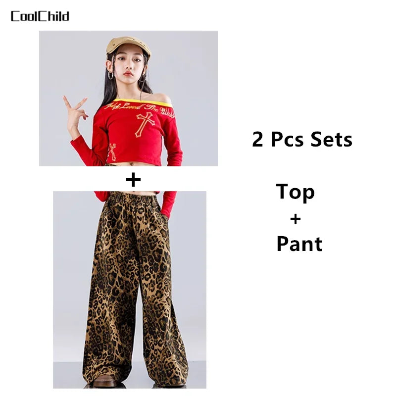 Girls' Hip-Hop Crop Top Camouflage Cargo Pants – Streetwear Style | Camo Colors