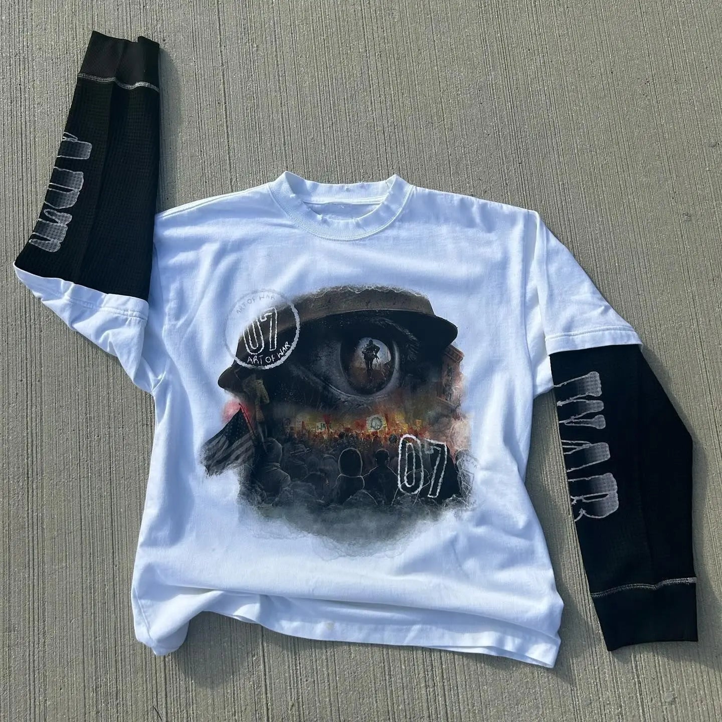 American Y2K Camo T-Shirt Women's Splicing Lettered Long Sleeve Camo Colors