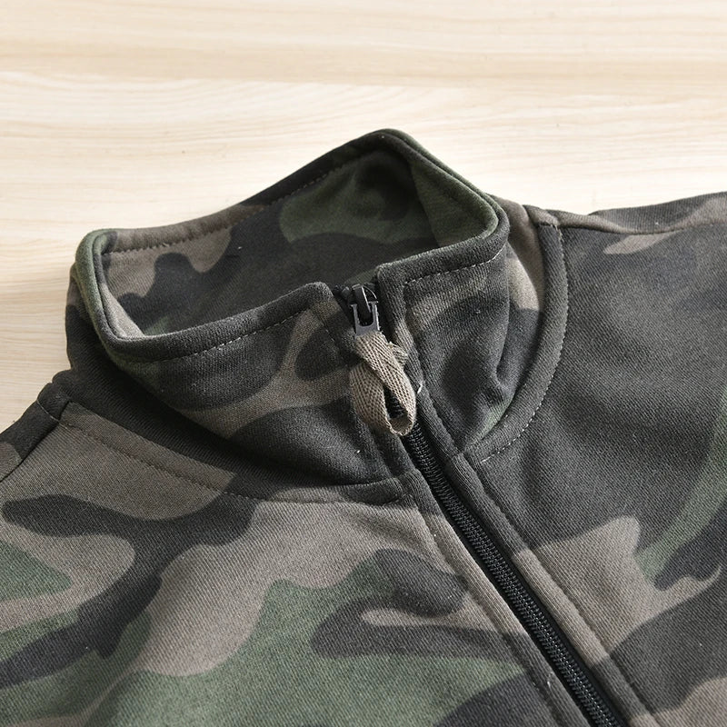 Men's Camouflage Military-Style Zip-Up Hoodie | Camo Colors