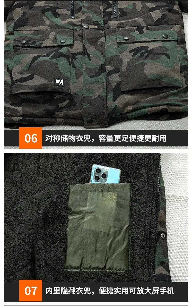 Men's Winter Camo Long Parka | Hooded Military Tactical Down Coat Camo Colors