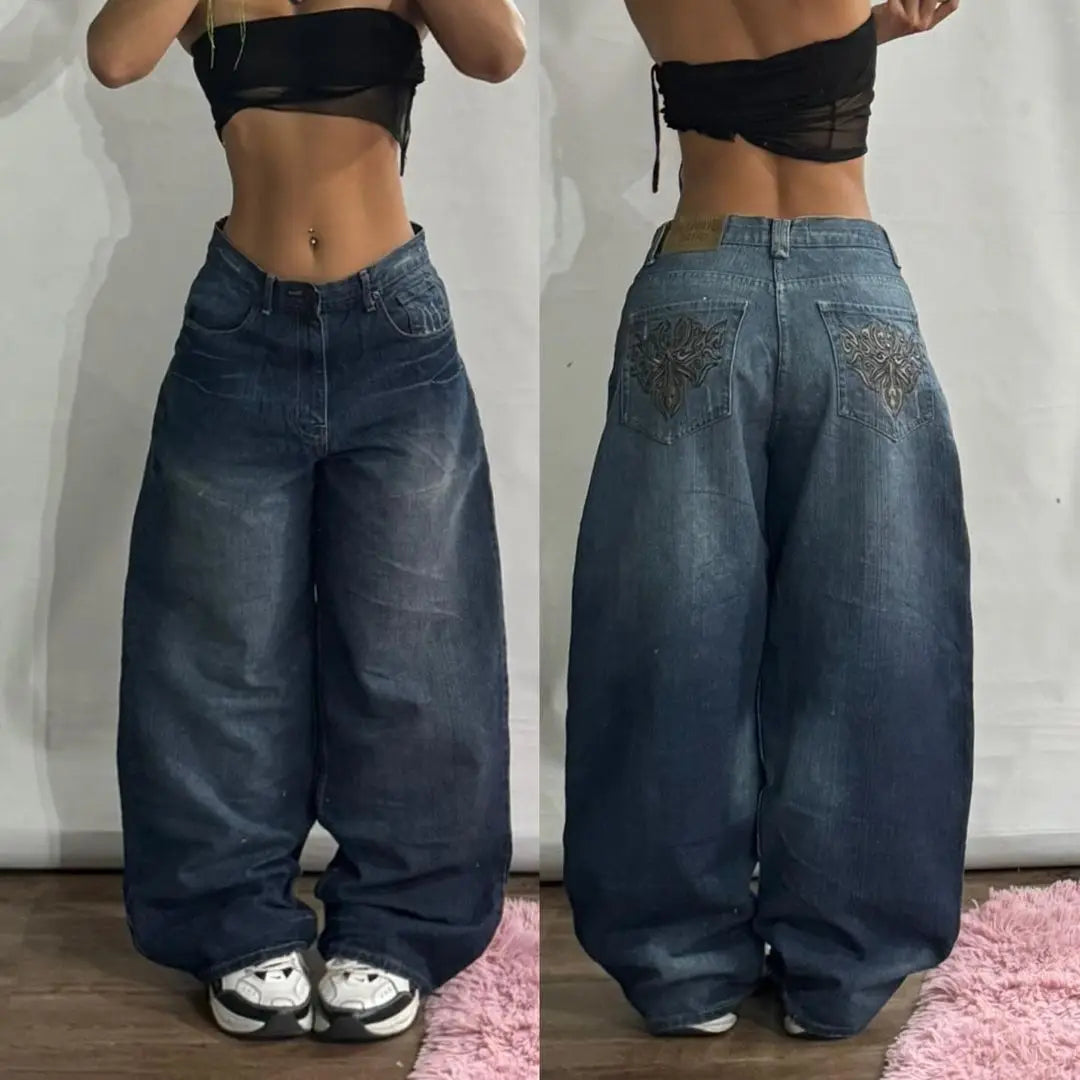 Y2K Gothic Vintage Baggy Cargo Jeans – High Waist Wide Leg Denim | Camo Colors