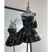 Harajuku Spicy Girl Camo Camisole Skirt Mini Dress 2025 Y2K Camo Colors