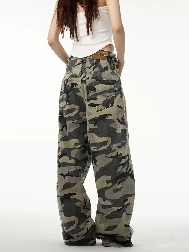 Vintage American Camouflage Straight-Leg Jeans | Camo Colors