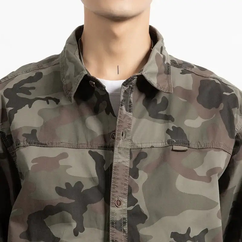 Autumn Men's Camouflage Military Shirt – Relaxed Fit Tactical Work Top | Camo Colors