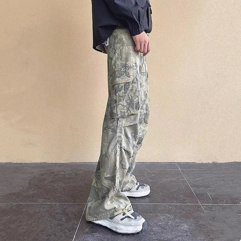 Y2K Baggy Camouflage Cargo Jeans with Side Pockets | Camo Colors