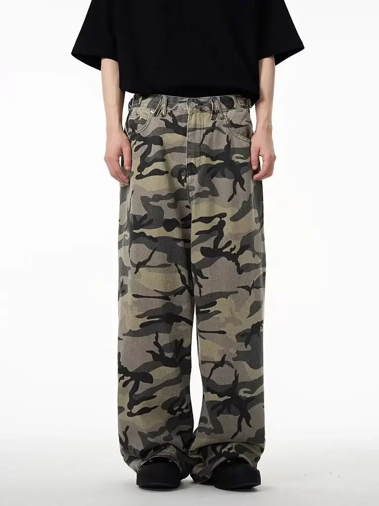 Vintage American Camouflage Straight-Leg Jeans | Camo Colors
