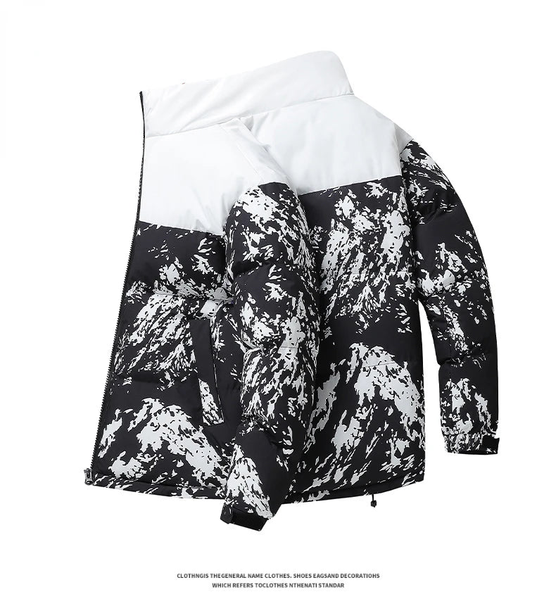 Men's Hip-Hop Camo Jacket: Windproof, Padded Stand Collar Parka Camo Colors