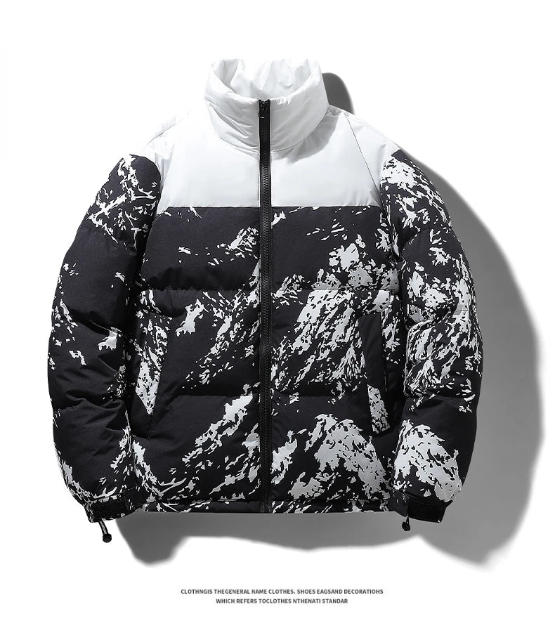 Men's Hip-Hop Camo Jacket: Windproof, Padded Stand Collar Parka Camo Colors