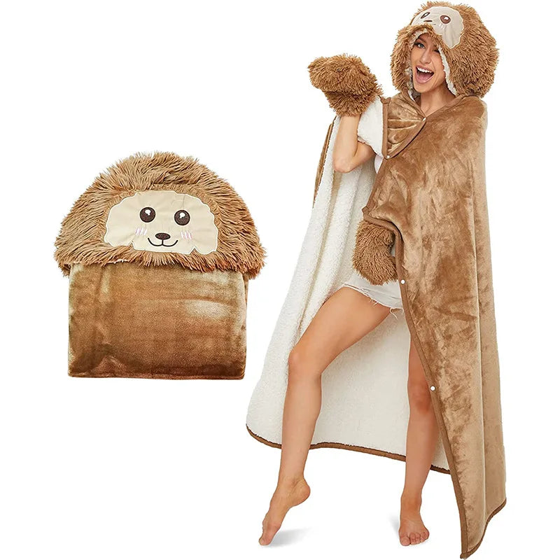 Leopard Print Wearable Blanket – Cozy Hooded Throw | Camo Colors