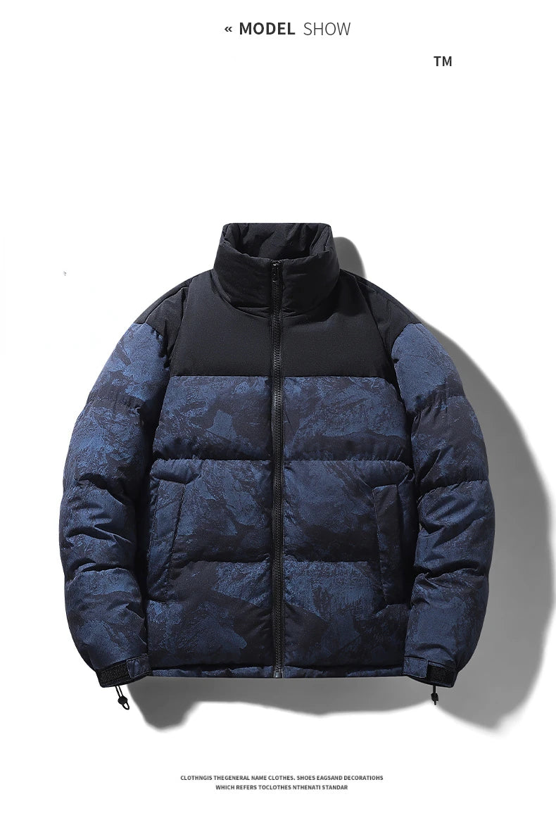 Men's Hip-Hop Camo Jacket: Windproof, Padded Stand Collar Parka Camo Colors
