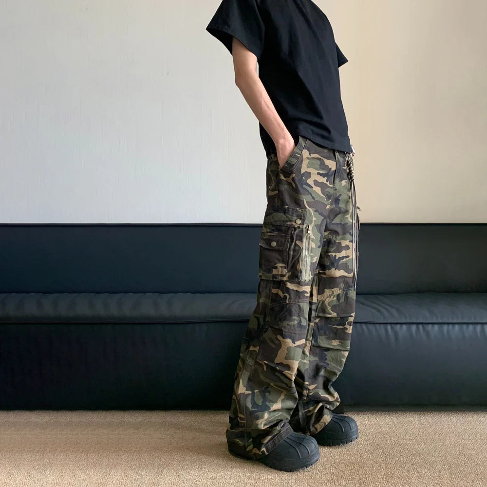 Men's Camouflage Cargo Pants – Loose Fit Street Joggers | Camo Colors
