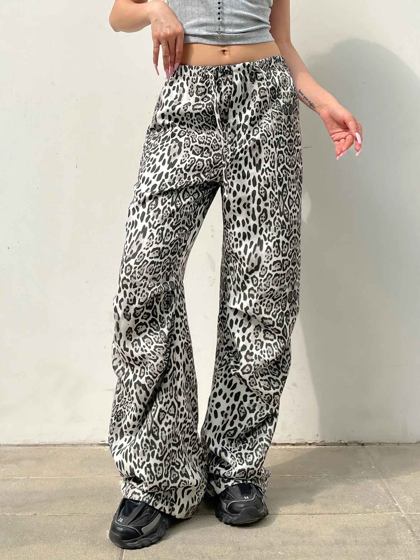 Women's Grey Leopard Print Cargo Pants | Vintage Y2K Style | Camo Colors