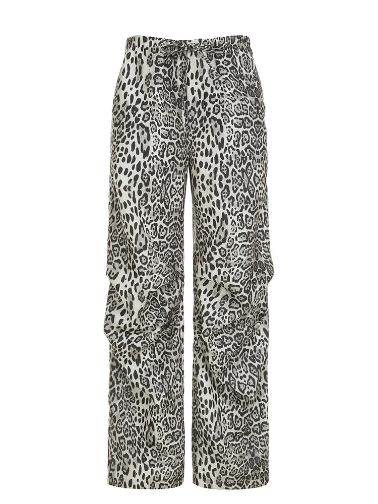 Women's Grey Leopard Print Cargo Pants | Vintage Y2K Style | Camo Colors