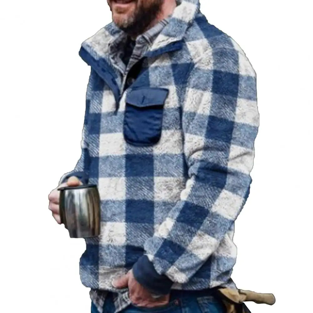 Men's Plush Sweatshirt with Pockets – Warm & Windproof | Camo Colors