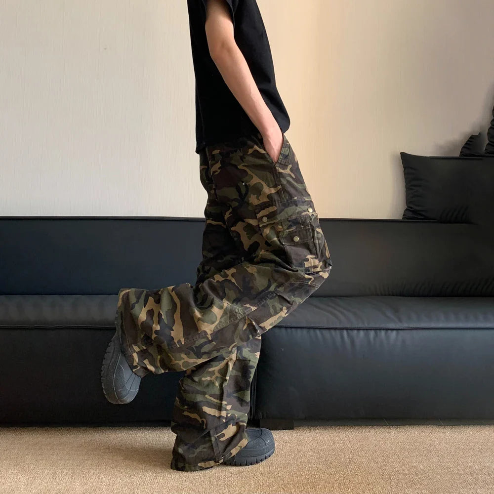Men's Camouflage Cargo Pants – Loose Fit Street Joggers | Camo Colors