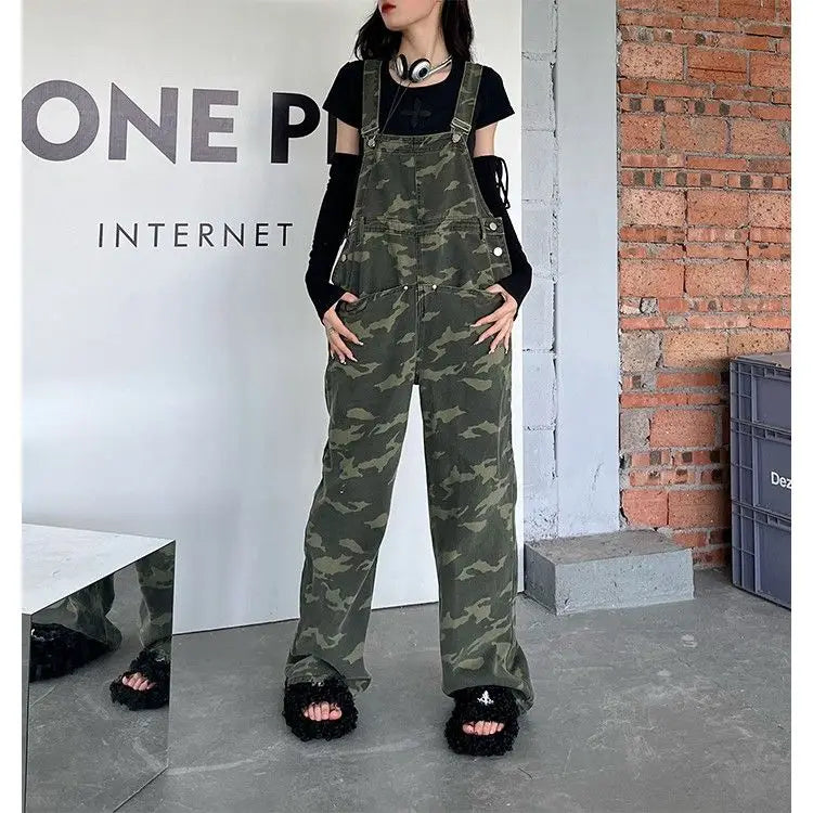 Women’s Camouflage High-Waisted Braces Jumpsuit | Camo Colors