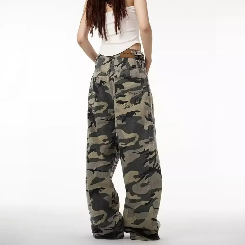 Vintage American Camouflage Straight-Leg Jeans | Camo Colors
