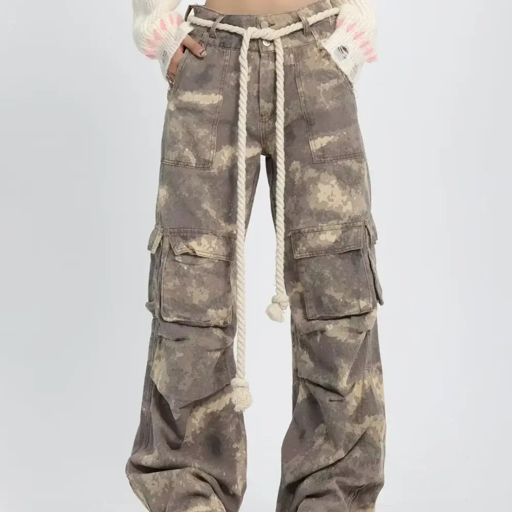 Autumn Camouflage Baggy Overalls with Drawstring Waist | Camo Colors