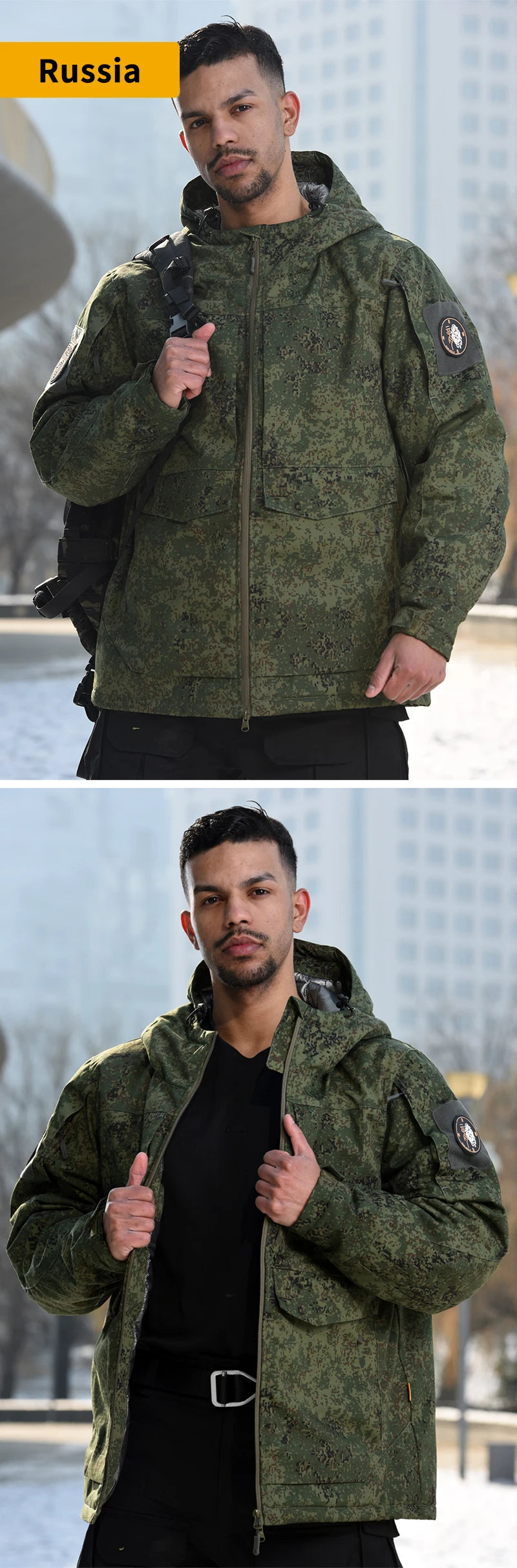 Men's Winter Tactical Camo Parkas: Warm, Waterproof, Windproof Camo Colors