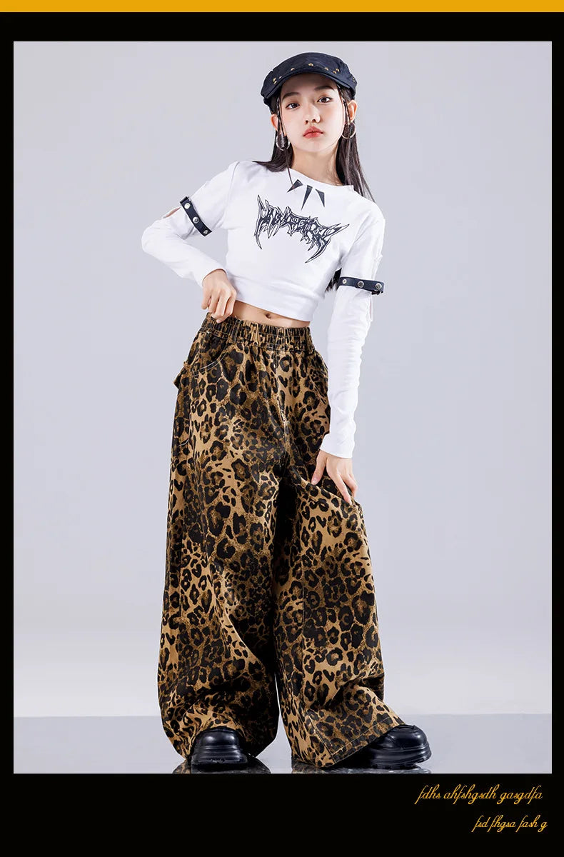 Girls' Hip-Hop Crop Top Camouflage Cargo Pants – Streetwear Style | Camo Colors