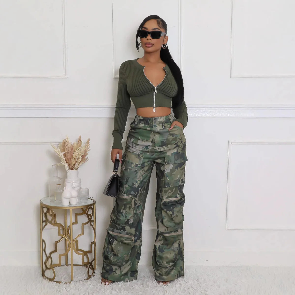 Women's Multi-Pocket Camo Cargo Pants – Y2K Streetwear | Camo Colors