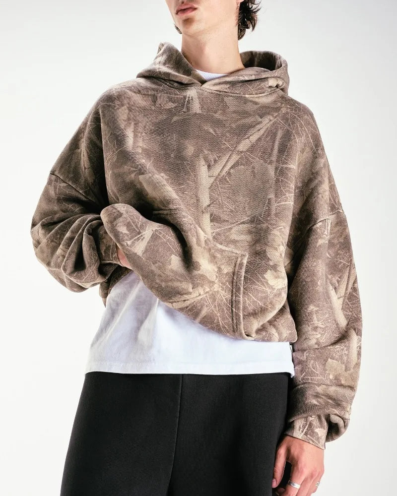 Y2K Leaf Print Zipper Hoodie – Hip Hop Streetwear | Camo Colors