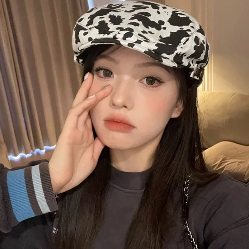 Retro Leopard Print Beret - Stylish Winter Cotton Hat | Camo Colors
