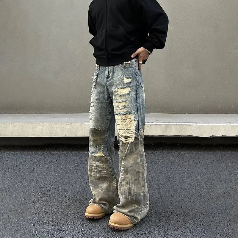 American High Street Washed Straight-Leg Jeans | Camo Colors