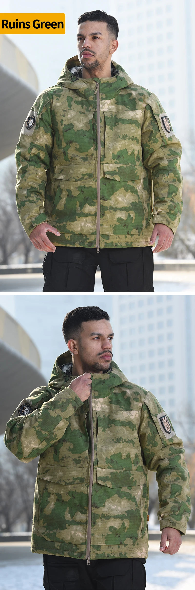 Men's Winter Tactical Camo Parkas: Warm, Waterproof, Windproof Camo Colors