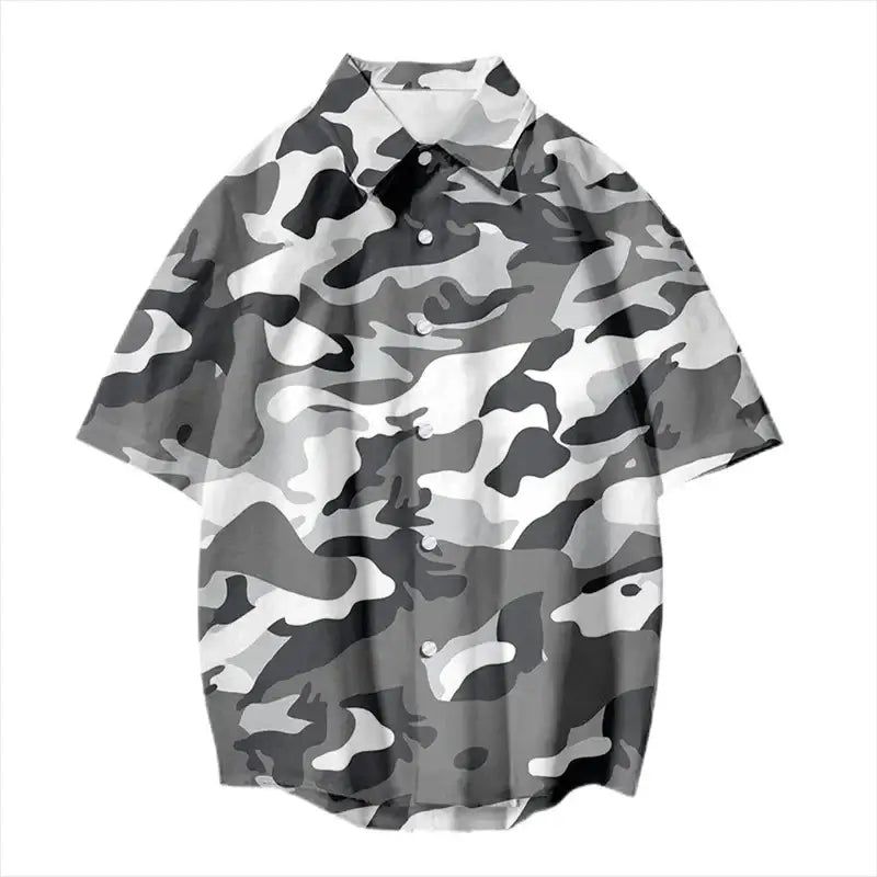 Vintage Camouflage 3D Print Hawaiian Shirt – Casual Streetwear | Camo Colors
