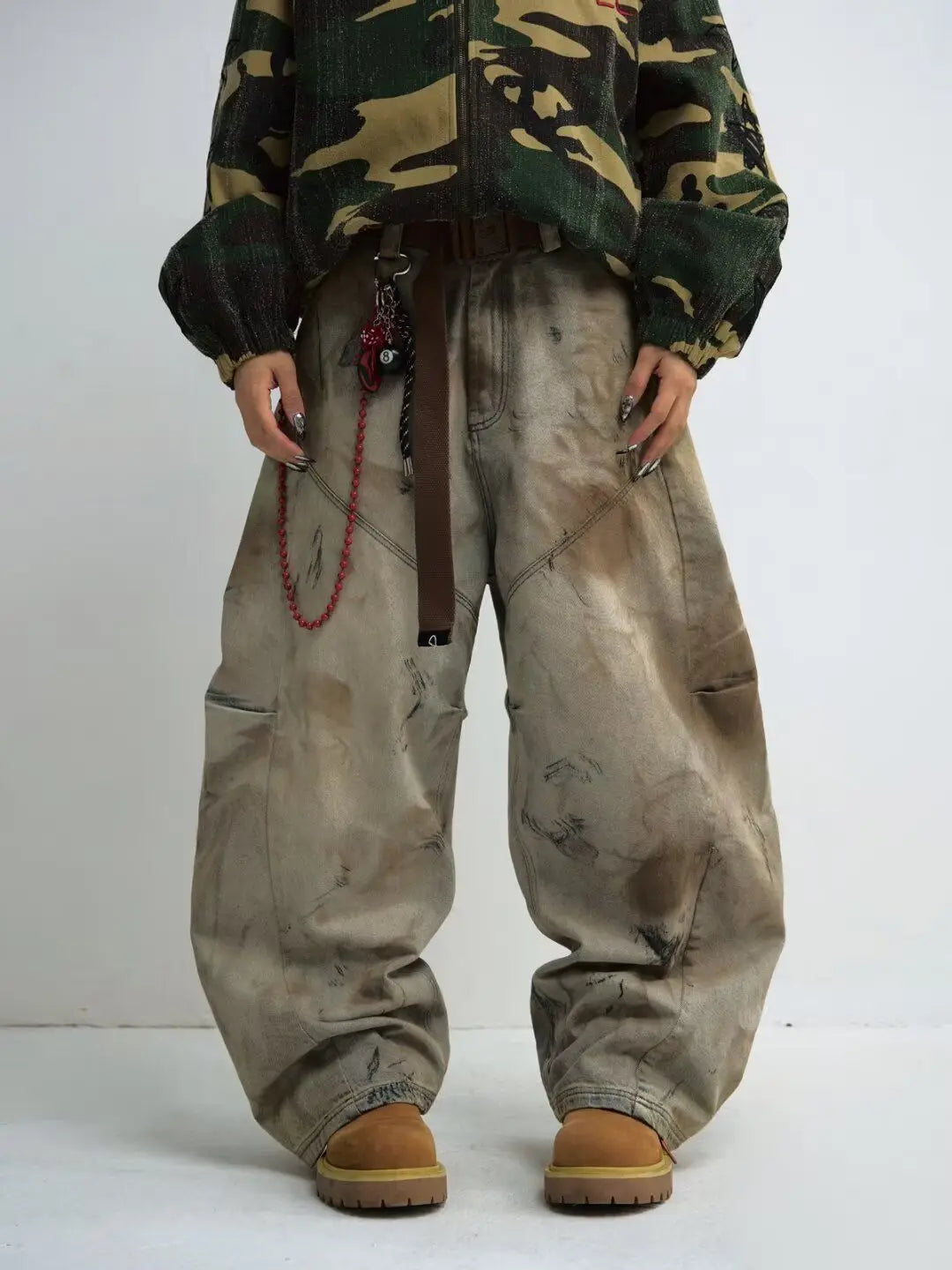 High Street Tie-Dye Distressed Jeans – Hip-Hop Retro Style | Camo Colors