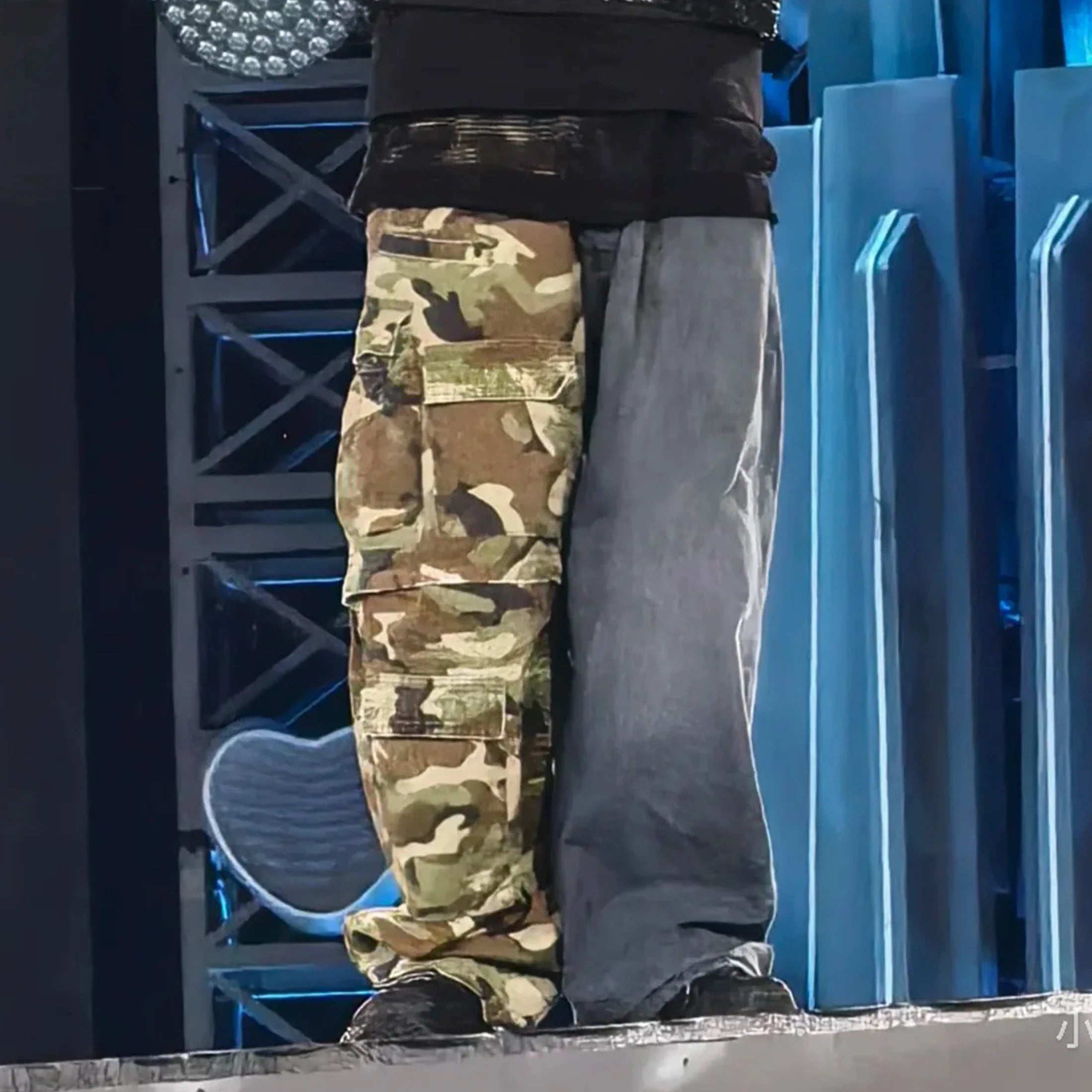 Men's Vintage Washed Camo Spliced Wide-Leg Jeans | Camo Colors