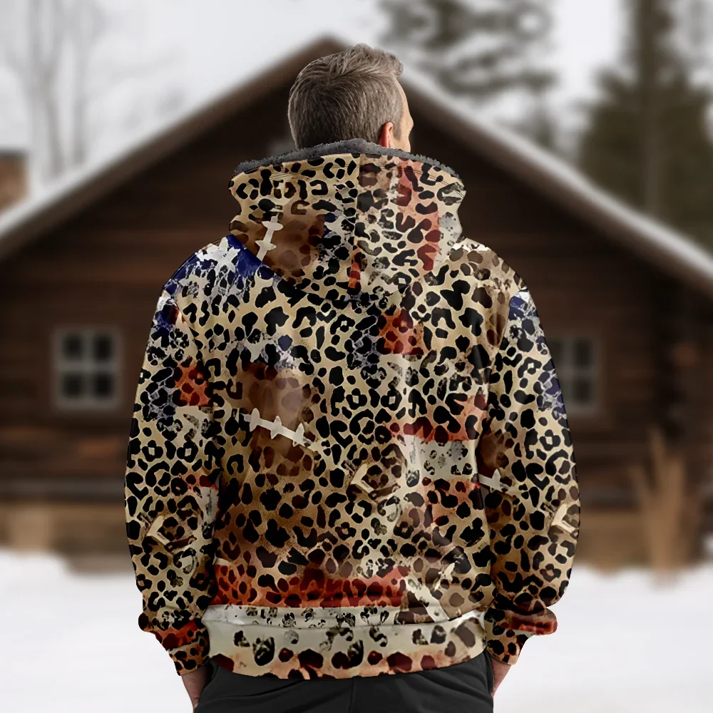 Men's Leopard Pattern Winter Jacket – Hooded, Casual | Camo Colors