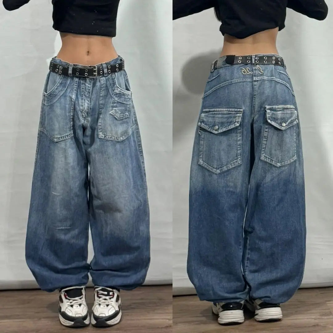 Y2K Gothic Vintage Baggy Cargo Jeans – High Waist Wide Leg Denim | Camo Colors