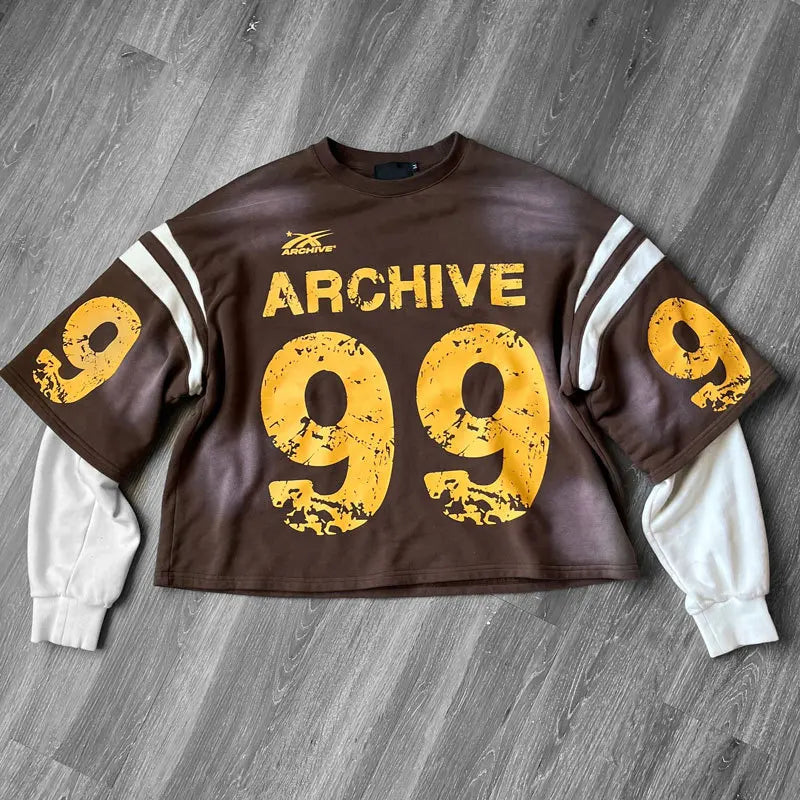 American Y2K Camo T-Shirt Women's Splicing Lettered Long Sleeve Camo Colors