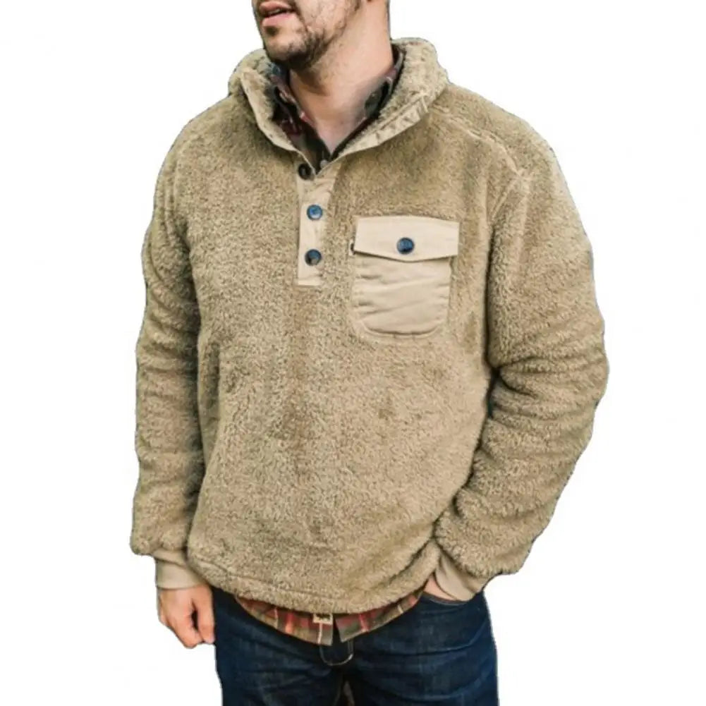 Men's Plush Sweatshirt with Pockets – Warm & Windproof | Camo Colors