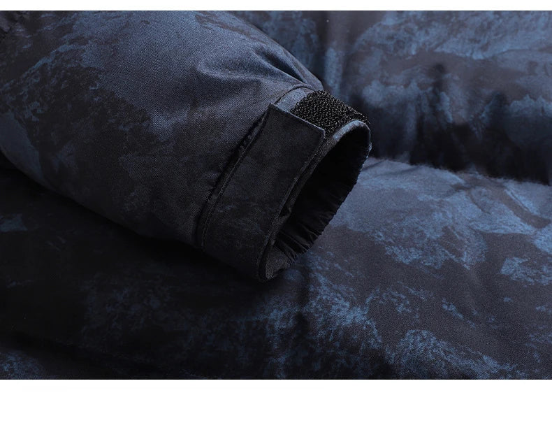 Men's Hip-Hop Camo Jacket: Windproof, Padded Stand Collar Parka Camo Colors