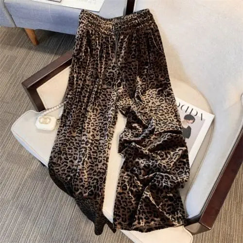 High Waist Leopard Print Wide Leg Pants for Women – Y2K | Camo Colors