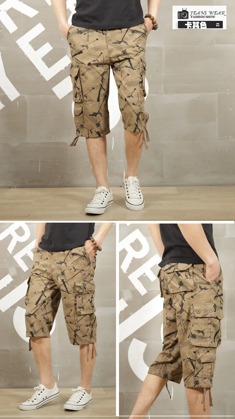 Camouflage Cotton Cargo Shorts for Men – Summer Casual Military-Style | Camo Colors