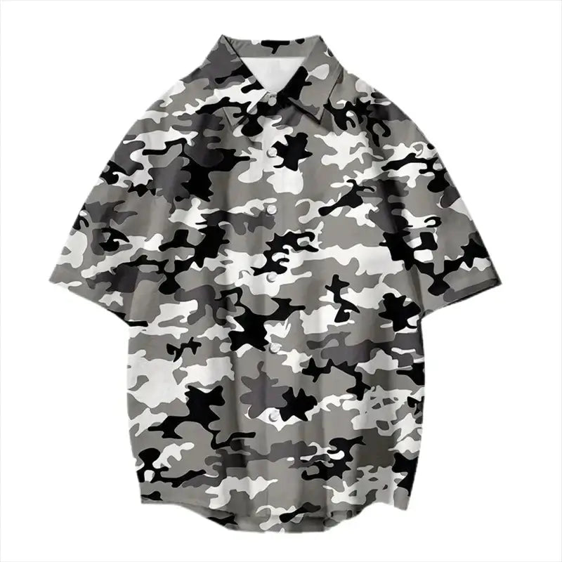 Vintage Camouflage 3D Print Hawaiian Shirt – Casual Streetwear | Camo Colors