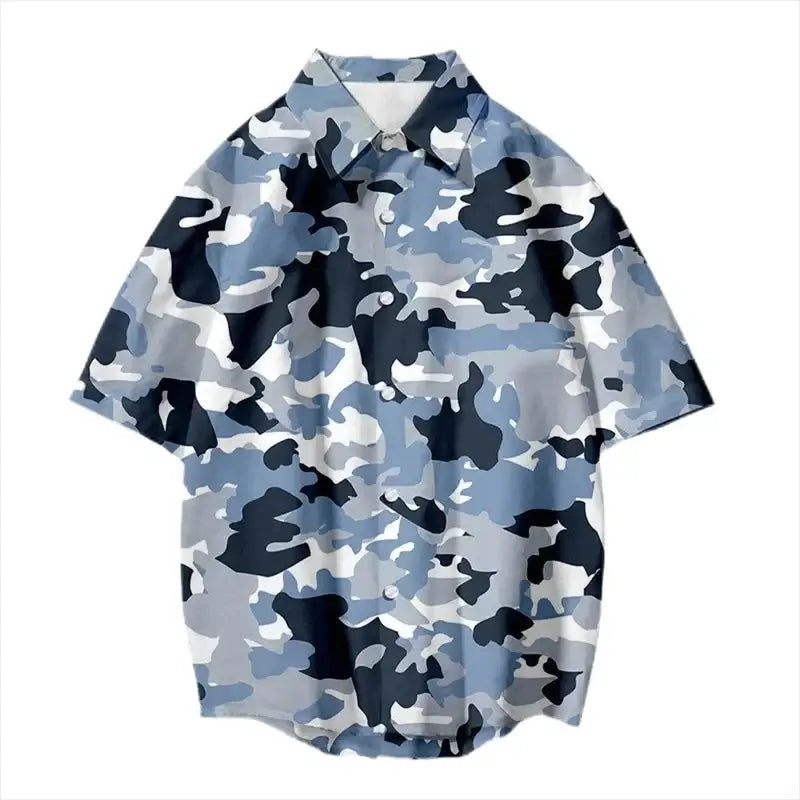 Vintage Camouflage 3D Print Hawaiian Shirt – Casual Streetwear | Camo Colors