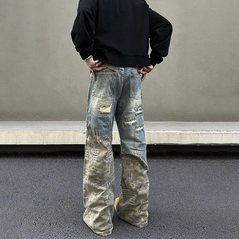 American High Street Washed Straight-Leg Jeans | Camo Colors
