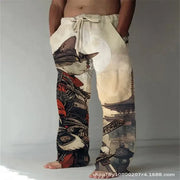 Japanese Samurai Cat Print Wide Leg Pants – Harajuku Streetwear | Camo Colors