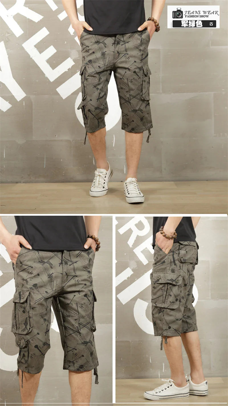 Camouflage Cotton Cargo Shorts for Men – Summer Casual Military-Style | Camo Colors