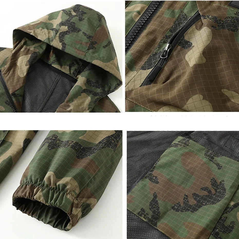 Men’s Hooded Camo Windbreaker – Plus Size | Camo Colors