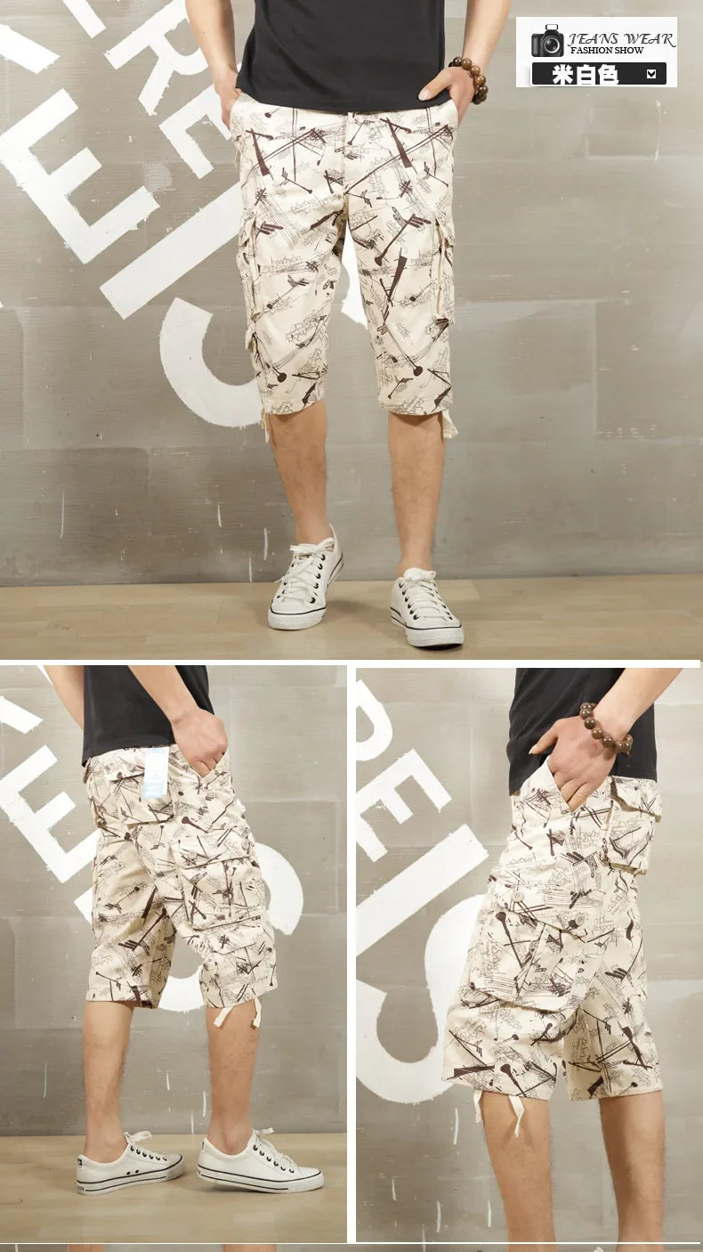 Camouflage Cotton Cargo Shorts for Men – Summer Casual Military-Style | Camo Colors