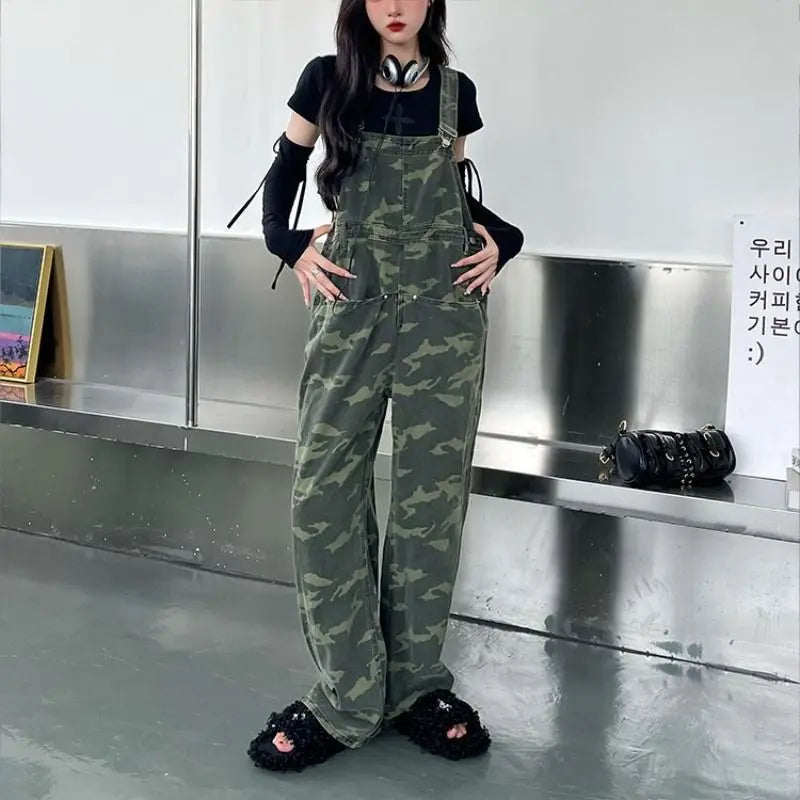 Women’s Camouflage High-Waisted Braces Jumpsuit | Camo Colors