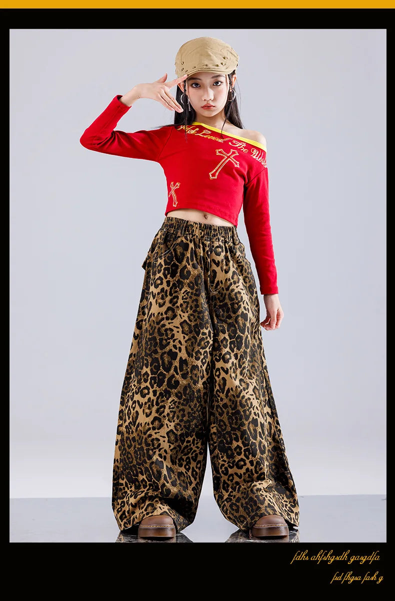 Girls' Hip-Hop Crop Top Camouflage Cargo Pants – Streetwear Style | Camo Colors