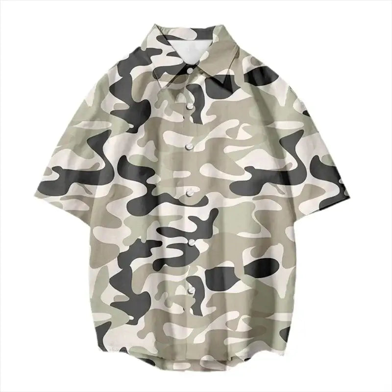 Vintage Camouflage 3D Print Hawaiian Shirt – Casual Streetwear | Camo Colors