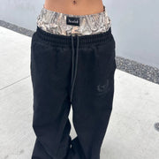 Y2K Leaf Camouflage Sports Pants Women Low-Waist Hip-Hop Trendy Camo Colors